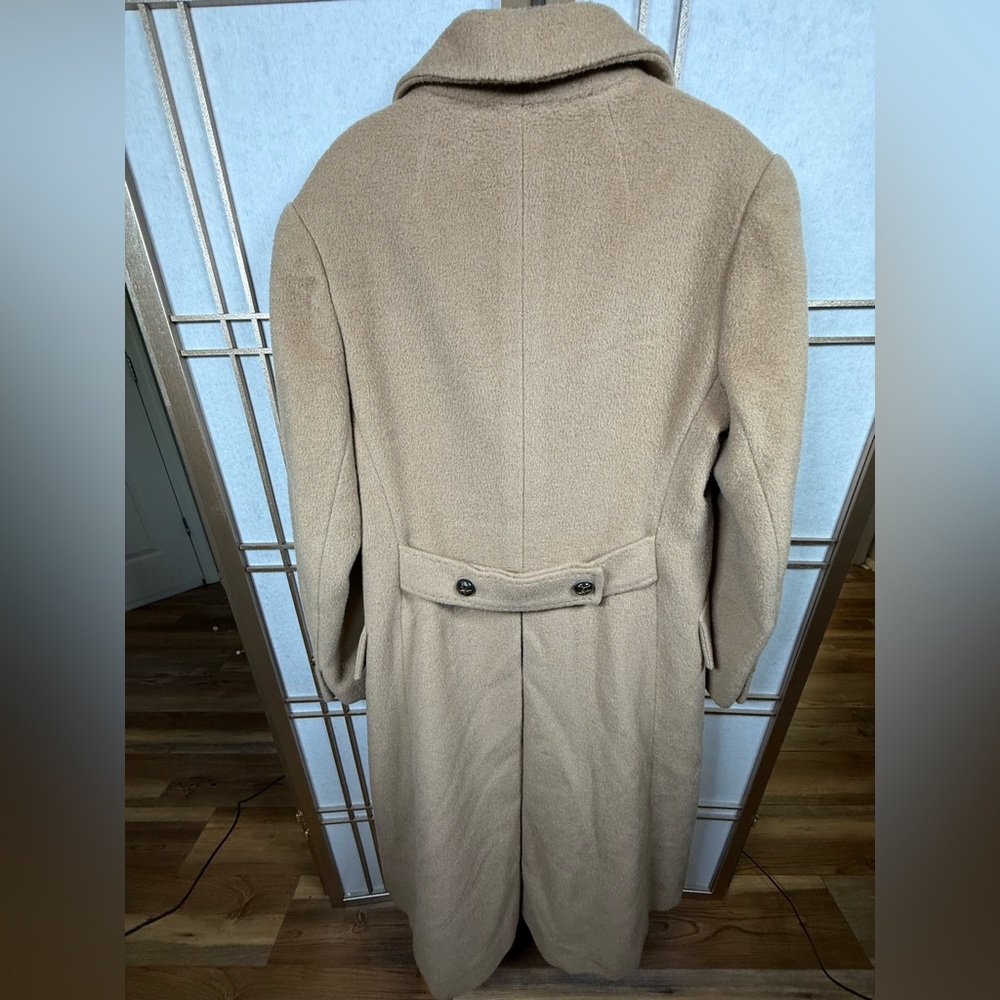 Vintage Lord & Taylor Wool Camel Double-Breasted Trench Coat Women’s Large RARE - Picture 4 of 12